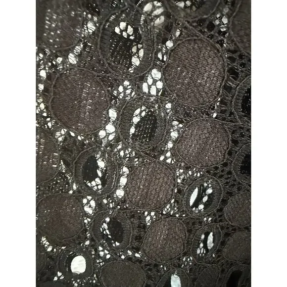 MiHOLL Black Waffle Knit Top with Lace Sheer Sleeves Size Large - Picture 5 of 6